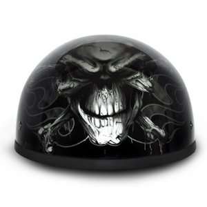   Black Crossbones Beanie DOT Motorcycle Skull Cap Half Helmet [X Small