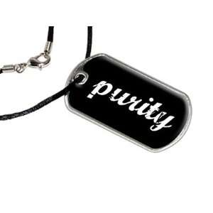  Purity   Abstinence   Military Dog Tag Black Satin Cord 