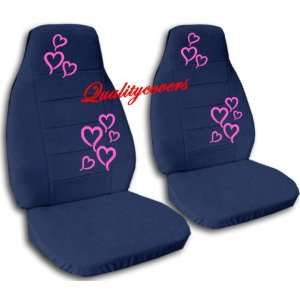 Navy Blue seat covers with Hot Pink Hearts for a 2010 Suzuki Swift 