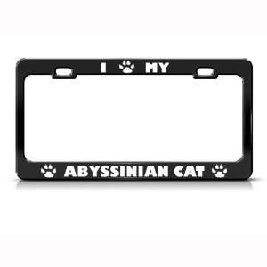  Abyssinian Cat Black Animal Metal license plate frame Tag 