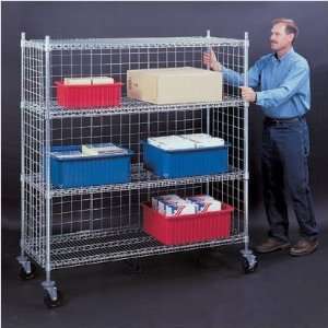  Three Sided Open Wire Cart W/ Four Shelves, 48Wx24Dx68H 