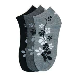 HS Women Fashion Ankle Socks Acacia Flower Design (size 9 11) 3 Colors 