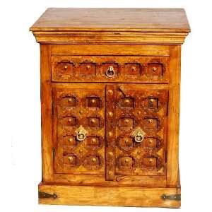 Indian Rosewood Brass Accent Nightstand Side Bedside End 
