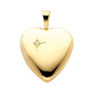  14K Yellow Gold Diamond Accent Heart Locket Pendant (0.65 