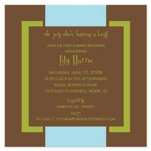    Brown with Blue Band Baby Shower Invitation 