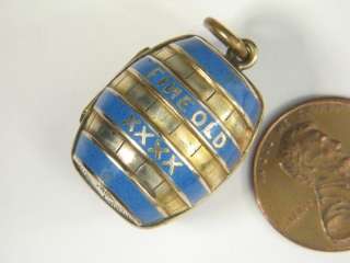 ANTIQUE ENGLISH 9K GOLD ENAMEL FINE OLD XXXX BRANDYBARREL LOCKET 