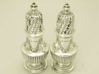 fine pair of antique Victorian sterling silver sugar casters, part 