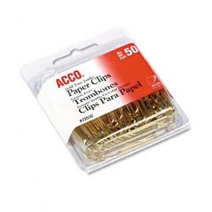 ACCO  Paper Clips, Wire, Jumbo (1 3/4), Gold Tone, 50/Box    Sold 