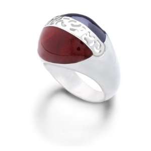  ITALIAN STERLING SILVER RING WITH WINE AND VIOLET ENAMEL Jewelry