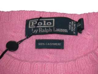 397.50 NWT POLO RALPH LAUREN MENS CABLE KNIT CASHMERE PINK SWEATER 