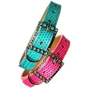 Faux Lizard Pet Collar with Swarovski Crystal Buckle  Color MAIZE 