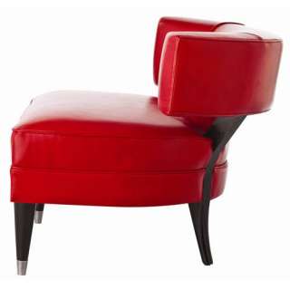 Mahogany/Red Leather Art Deco Accent Chair  