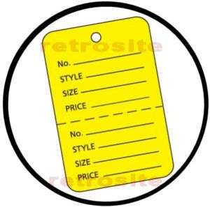 1000 Lrg Price Hang Tags w/o strings YELLOW 2 part Perf  
