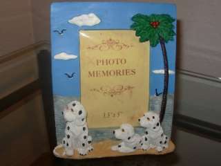 5x7 Ceramic Picture Frame 3.5 x 5 Photo Memories 3 Dogs on the Beach 