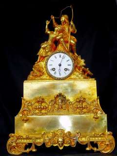 LARGE UNIQUE FRENCH GILT BRONZE FIGURATIVE Clock 1880  