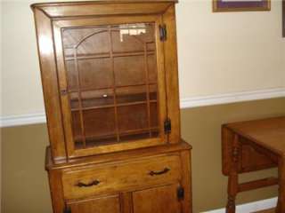 antique colonial china cabinet & drop leaf table  