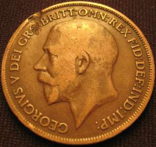 Great Britain British Penny 1918 George V KM#810 World War I WWI Era 