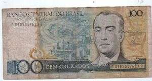 Brazil 100 Cruzados Bank Note Banknote Paper Money  
