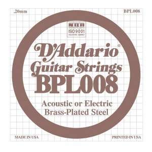  DAddario Single Brass Plated Steel 013 Strings Musical 