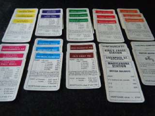 Set Of Monopoly Spare Property Cards **  