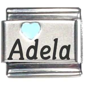  Adela Light Blue Heart Laser Name Italian Charm Link 
