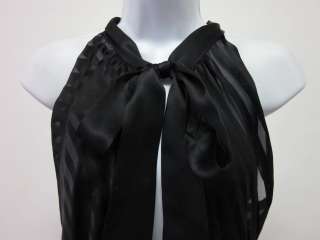 FOLEY Blk Paisley Print Silk Sleeveless Halter Dress S  