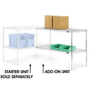  Adjustable Open Wire Shelving Add On Unit, 72 x 36 x 34 