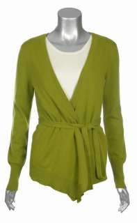 Sutton Studio Womens 100% Cashmere Belted Wrap Sweater  