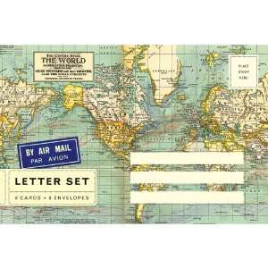  Cavallini Map of the World Letter Set