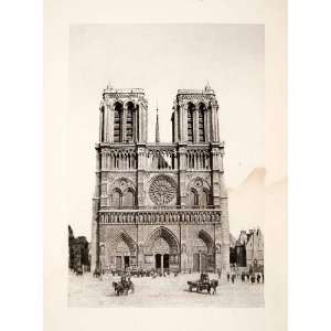  1898 Photogravure Notre Dame West Facade Paris France Gothic 