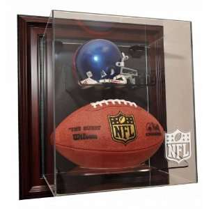 NFL Logo Mini Helmet and Football Case Up Display, Mahogany   Football 
