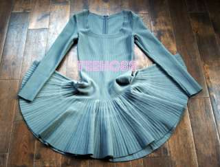 Auth AZZEDINE ALAIA Gray FULL Skater Dress Skirt Size S FR 38 UK 8 10 