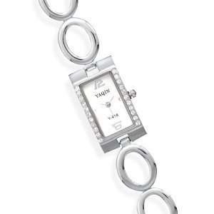  Oval Link Fashion Watch with Rectangle Face and Crystals Jewelry