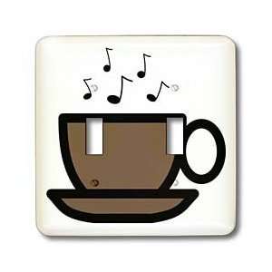 Florene Decorative   Brown Coffee Cup With Music Notes   Light Switch 