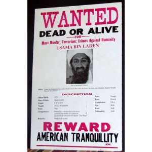 Wanted Dead or Alive, Usama Bin Laden, Reward American 