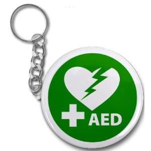 AED Defibrillator Certified 2.25 Button Style Key Chain