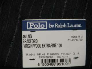 1,595 NWT POLO RALPH LAUREN MENS MADE IN ITALY GREY WOOL STRIPED SUIT 