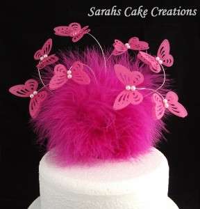 Fuschia Pink Butterfly Cake Topper   Wedding Birthday Anniversary 