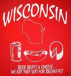 XXL wisconsin beer brats cheese party vintage t shirt  