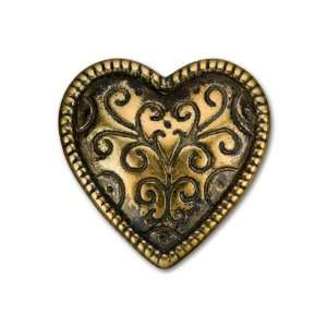  37x37mm Antique Gold Metalized Resin Concho Heart Ring Top 