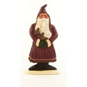 Santa and Teddy Bear Figure, 7 inches tall, Hand Carved Design by Tom 