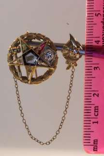 10k yellow gold .27cttw diamond masonic mason eastern star pin 4.5g 