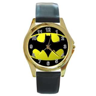 BATMAN LOGO Round Gold Metal Wrist Watch Mens Gift  