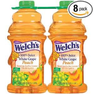 Welchs 100% White Grape Peach Juice, 64 Ounce Bottles (Pack of 8)