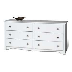  White Finish Monterey Collection 6 Drawer Bedroom Dresser 