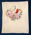 vintage butterfly summer blooming flowers embroidered flour sack towel 