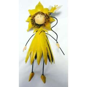  Yellow Flower Dress Metal Garden Fairy Gift Stake Patio 