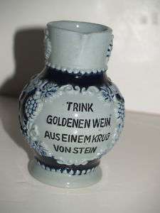 Light & Dark Blue German Small Pitcher Wine Beer Stein  