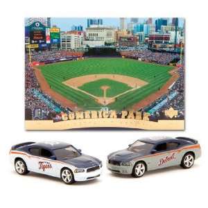 Detroit Tigers Home and Away Dodge Charger Cars with Stadium Card 