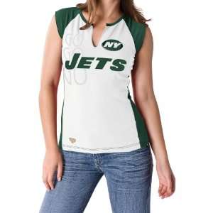  Reebok New York Jets Womens Two Toned Split Neck T Shirt 